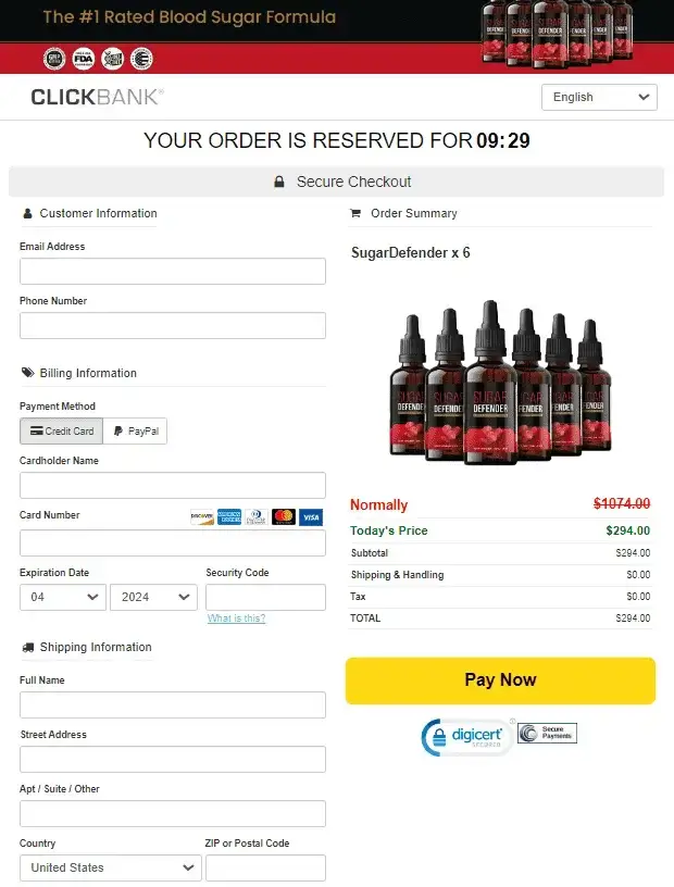 Sugar Defender Get Official Site Checkout Page